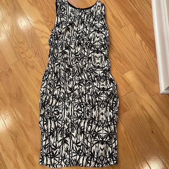 Nicole Miller | Dresses | Nicole Miller Artelier Ruched Bamboo Print Linen  Blend Fitted Dress | Poshmark